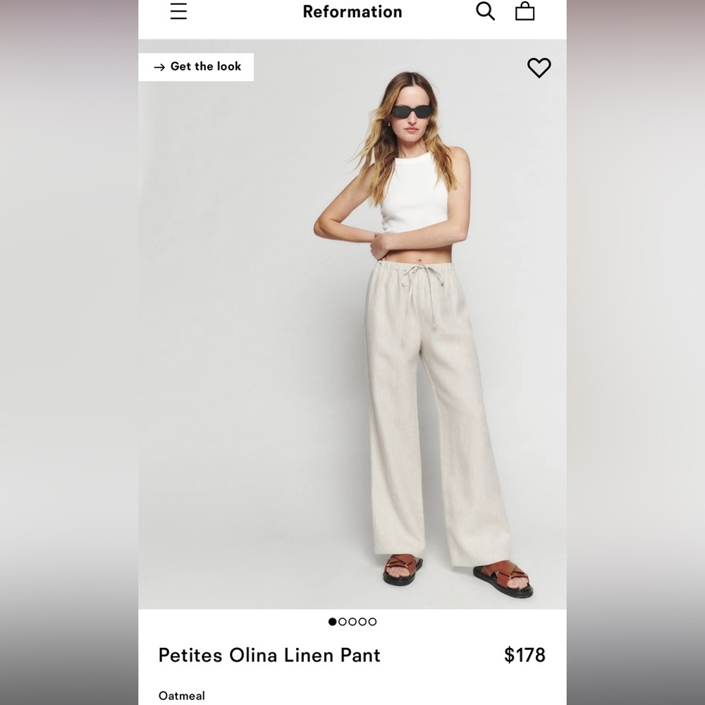 Oatmeal reformation Olina linen pants size small petite